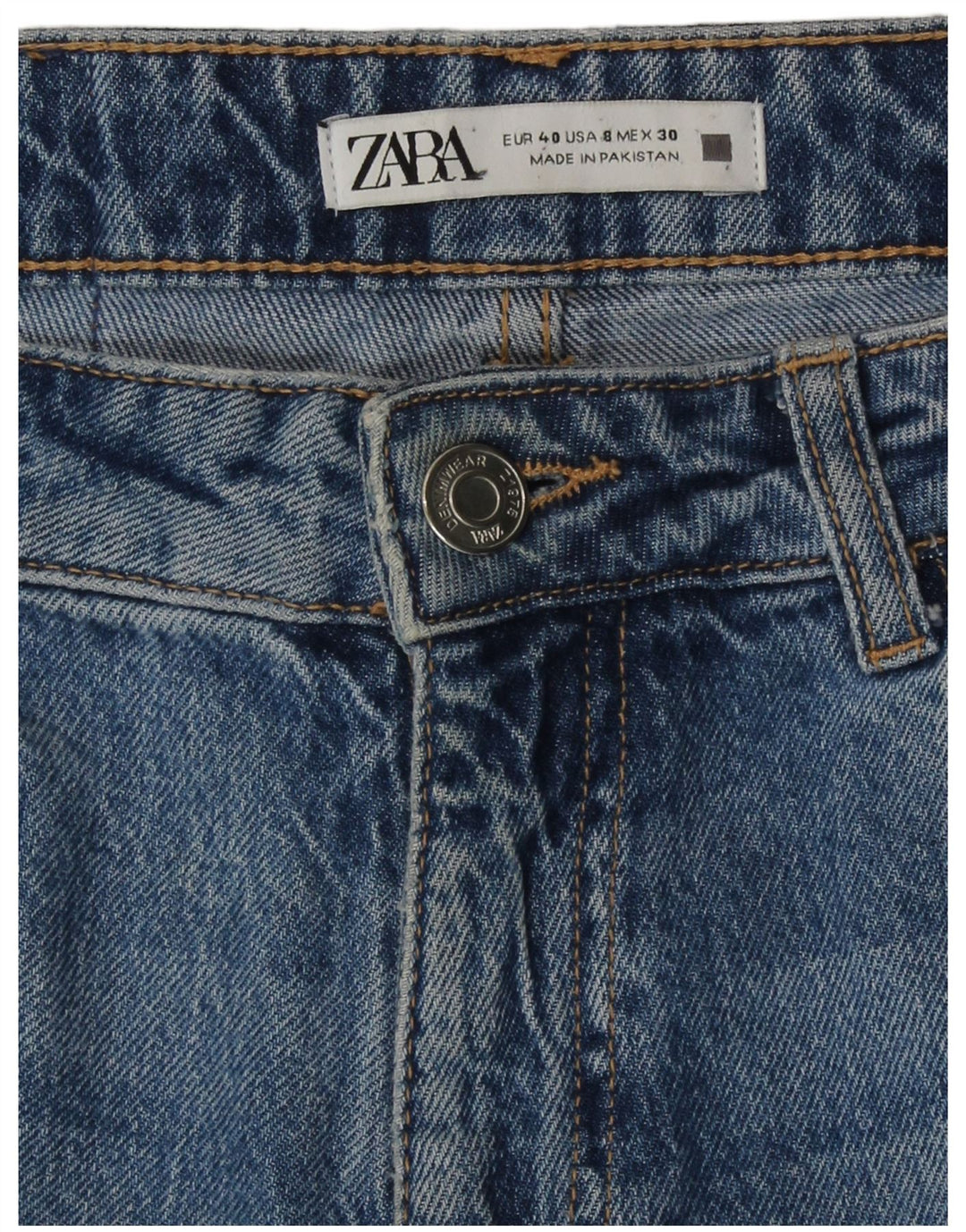 Zara Damen-Jeans mit hoher Taille, EU 40, mittelgroß, W30, L28, Blau
