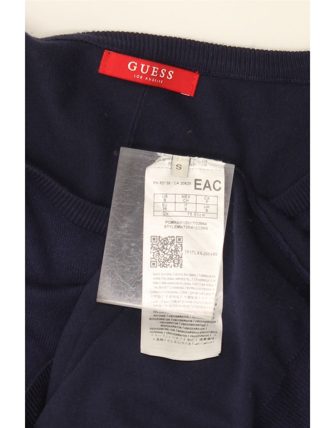 GUESS Damen-Pullover, übergroß, U-Boot-Ausschnitt, Gr. 6, Marineblau