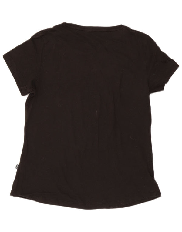 Puma Damen Grafik T-Shirt Top UK 14 Large Schwarz Baumwolle