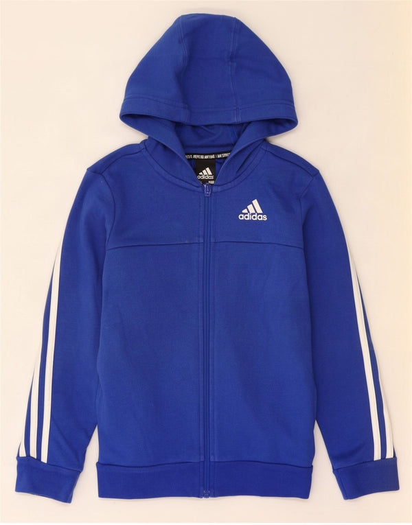 Adidas Jungen-Kapuzenpullover mit Reißverschluss, 7–8 Jahre, blaue Baumwolle