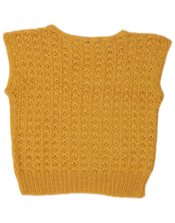 Fausta Damen Häkelweste Tanktop UK 10 Small Gelb Baumwolle