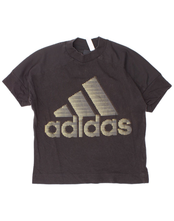 Adidas Damen Crop Graphic T-Shirt Top UK 4/6 XS Schwarz