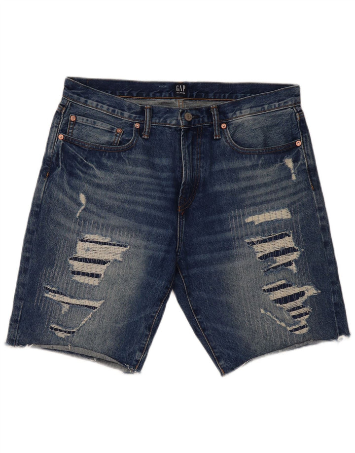 Gap Distressed Denim-Shorts für Herren, W34, Größe L, Blau, Baumwolle
