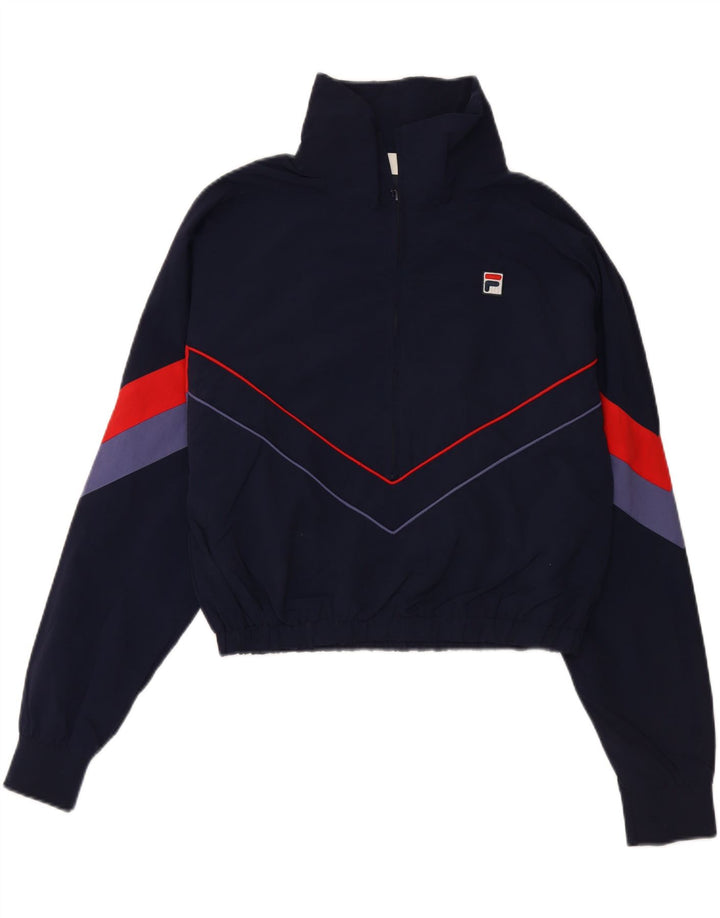 FILA Womens Graphic Pullover Tracksuit Top UK 14 Medium Navy Blue Vintage Fila and Second-Hand Fila from Messina Hembry 