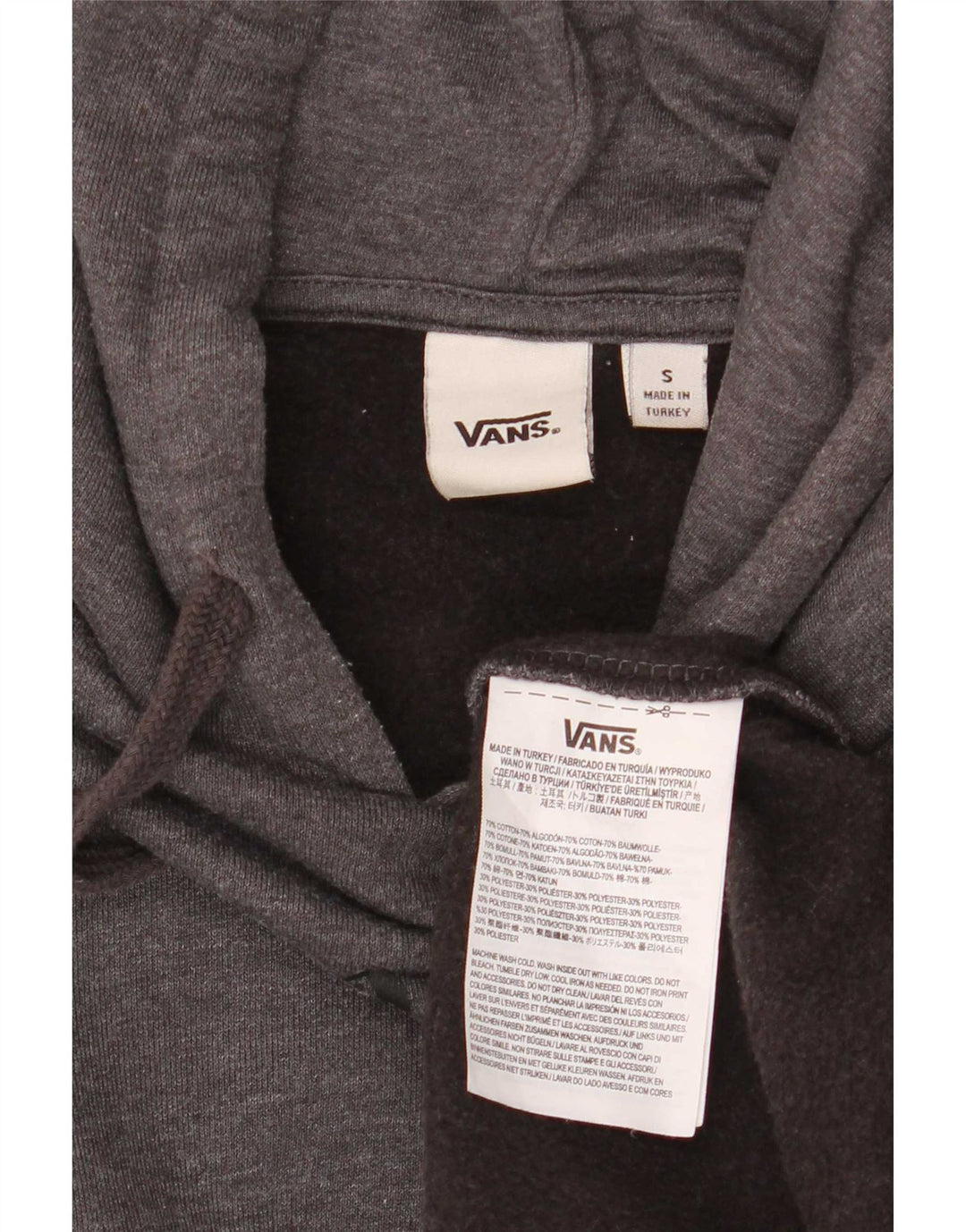 Vans Herren-Kapuzenpullover mit Grafik, Größe S, Grau, Baumwolle