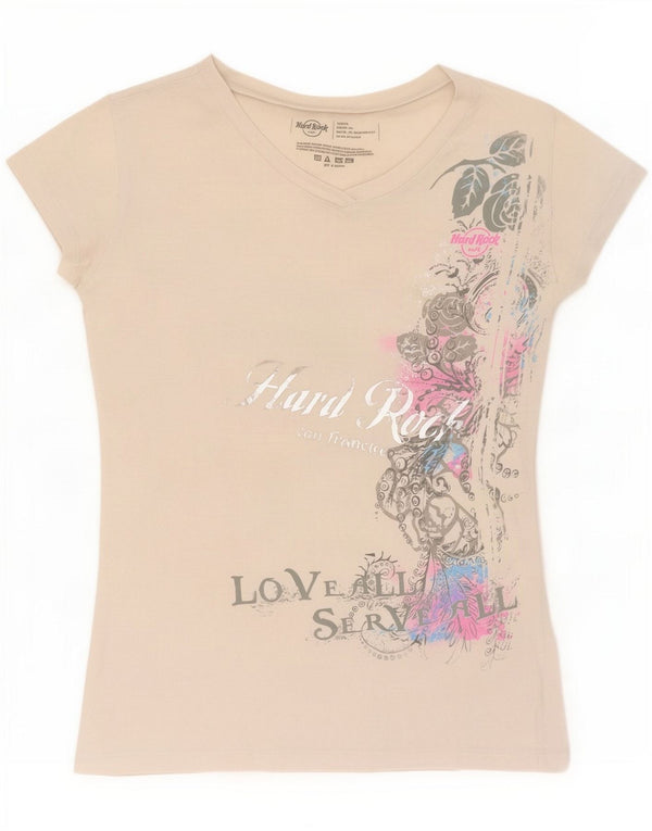 Hard Rock Cafe Damen San Francisco Graphic T-Shirt Top UK 10 Small White