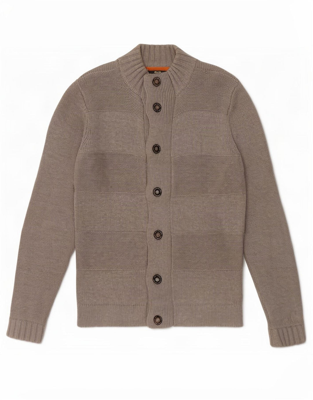 Jack & Jones Herren-Strickjacke aus mittelgrauer, gestreifter Baumwolle