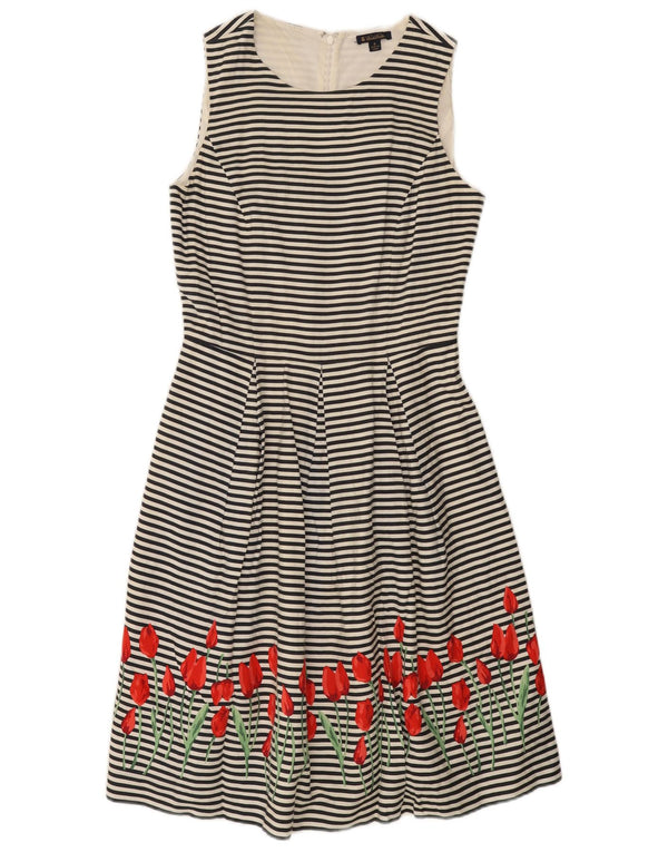 Brooks Brothers Damen A-Linien-Kleid US 8 Medium Off White gestreift