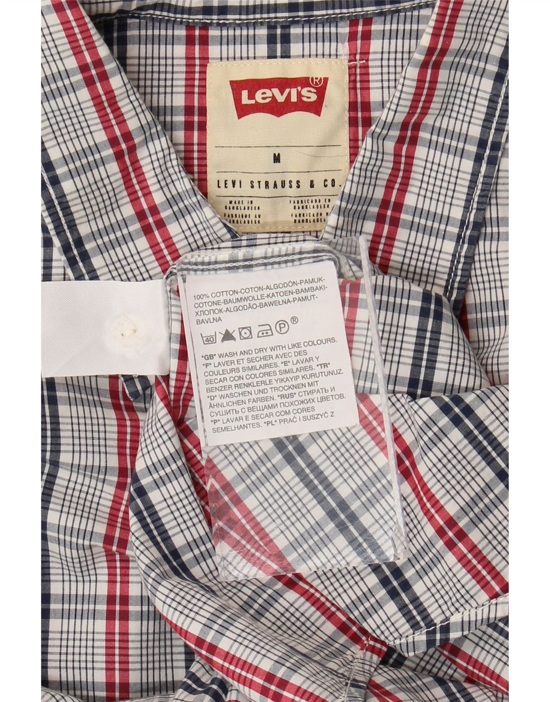 Levi's Herren-Hemd, kurzärmelig, Standard-Passform, mittelblau, kariert, Baumwolle