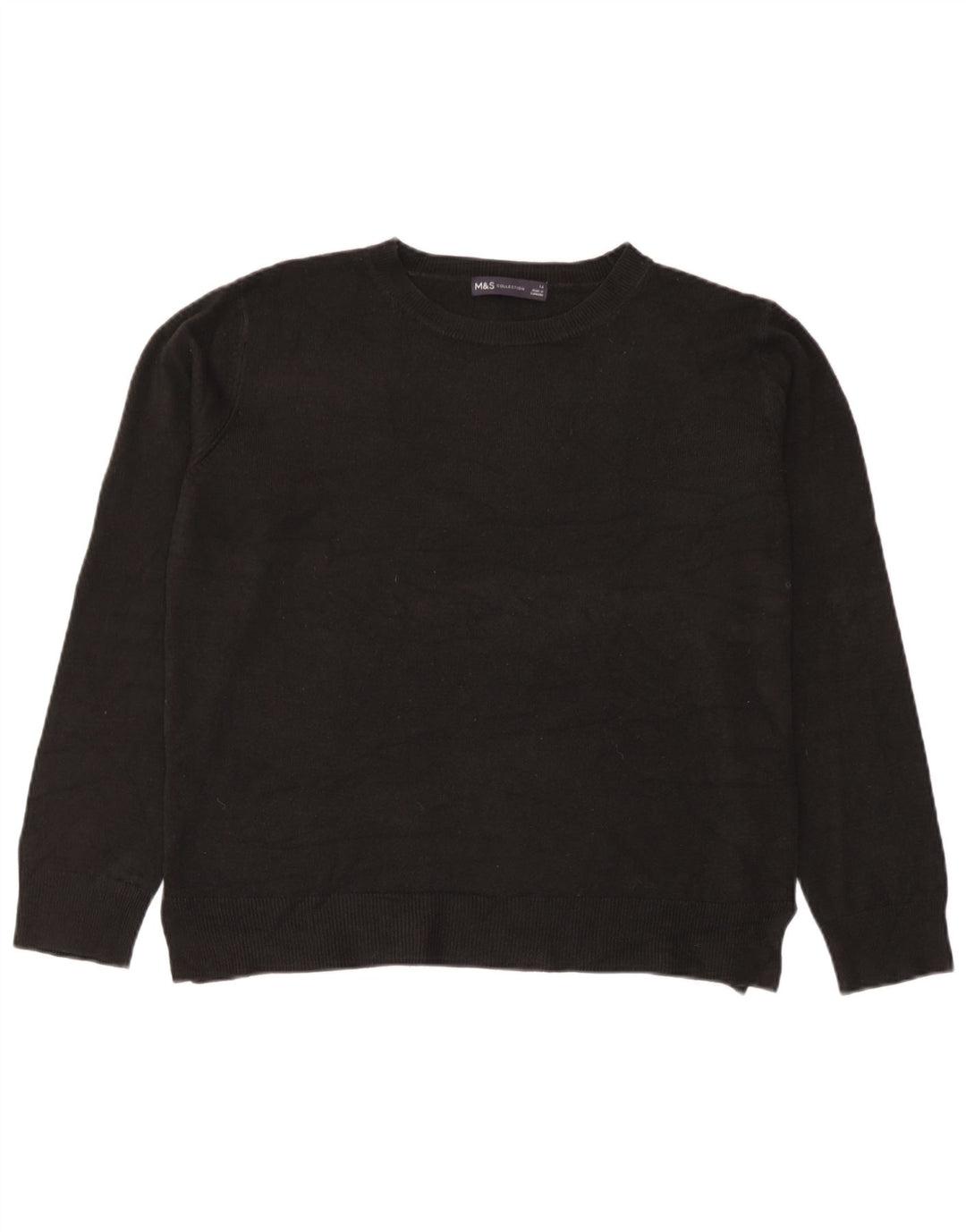 Marks & Spencer Damen-Pullover mit Rundhalsausschnitt, Gr. 14, Mittelschwarz, Acryl