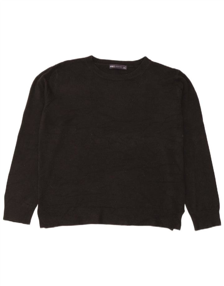 Marks & Spencer Damen-Pullover mit Rundhalsausschnitt, Gr. 14, Mittelschwarz, Acryl