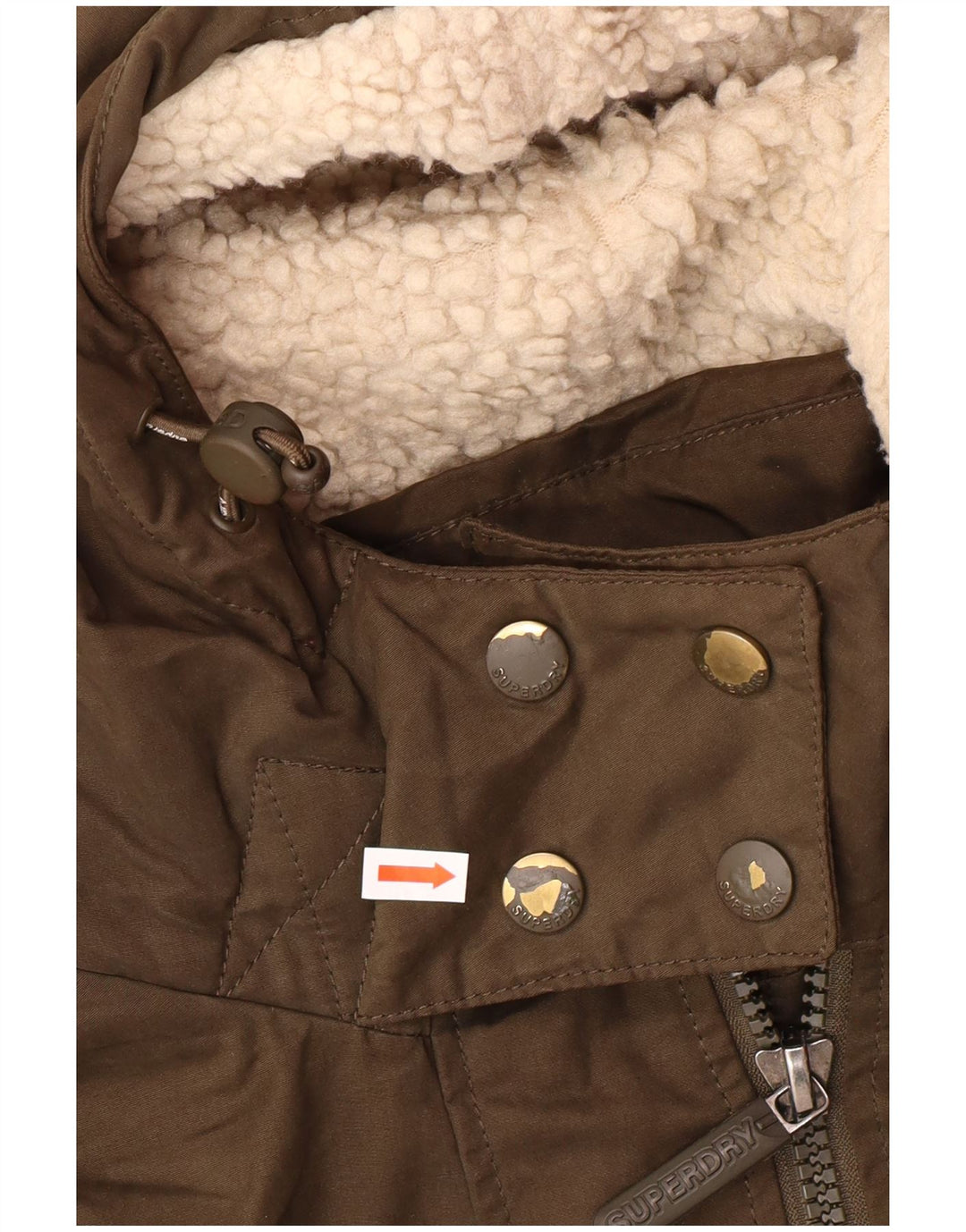 SUPERDRY Damen-Windbreakerjacke mit grafischer Kapuze, Gr. 12, mittleres Khaki