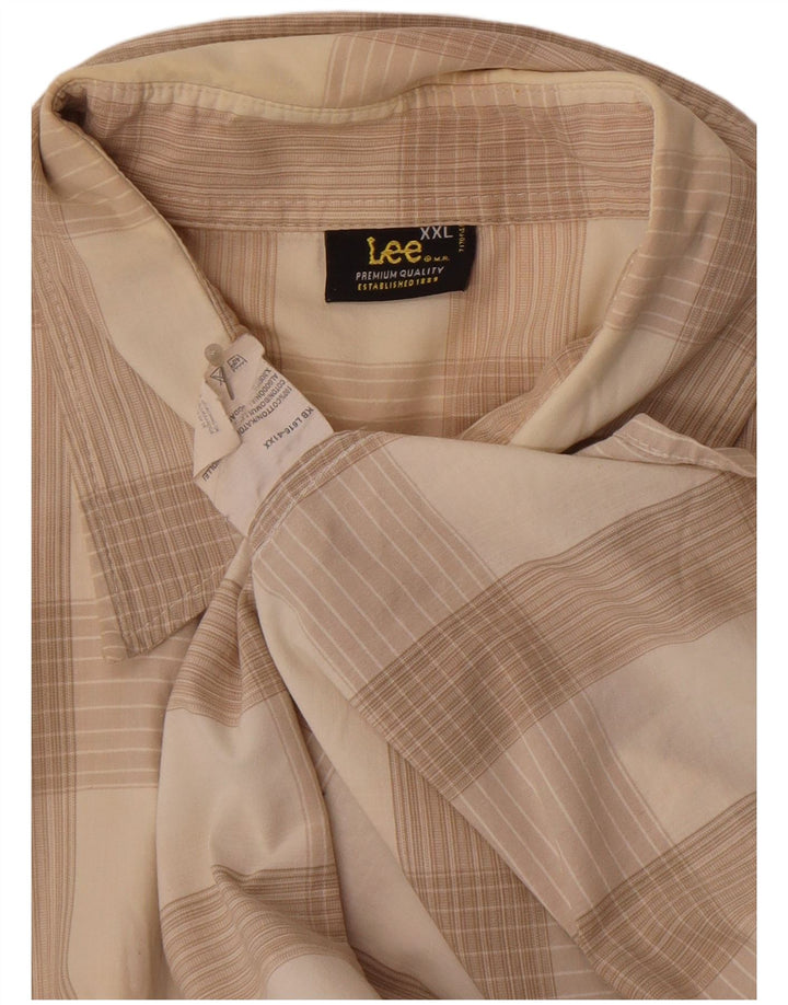 Lee Herren Kurzarmhemd 2XL Beige kariert Baumwolle
