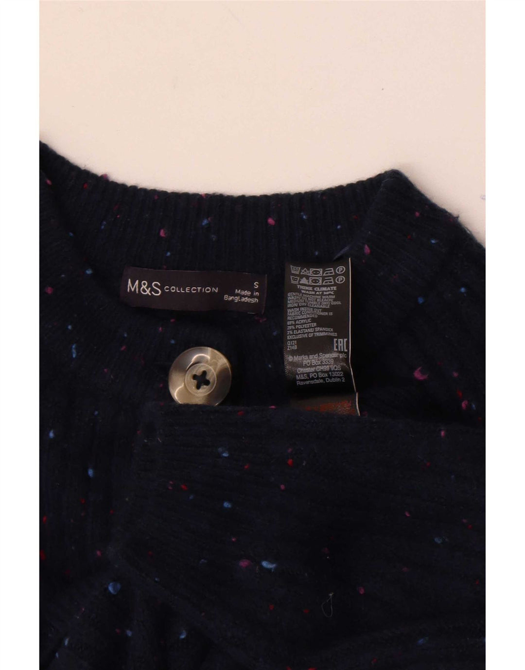 Marks & Spencer Damen-Strickjacke, Größe S, Marineblau meliert