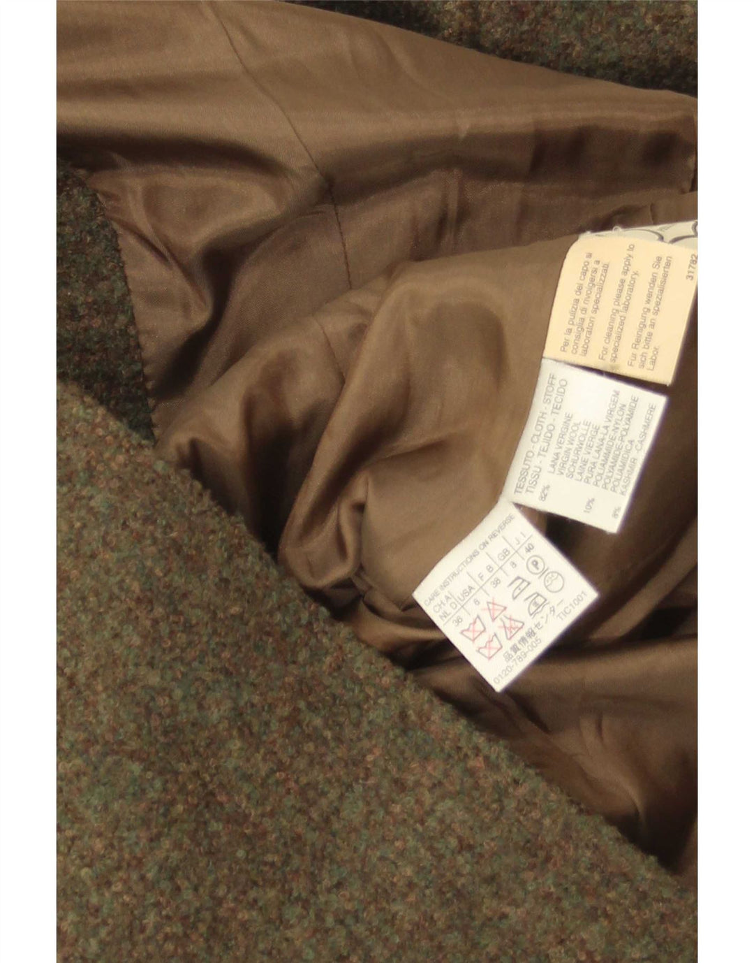 Max & Co. Damen-Blazerjacke mit durchgehendem Reißverschluss, Größe S, Khaki, Wolle
