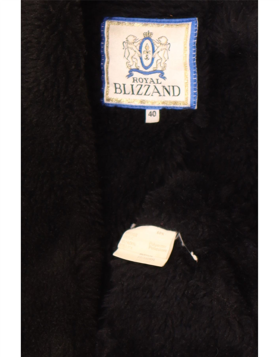 Vintage Damen Sherpa Overcoat EU 40 Medium Schwarz Acryl