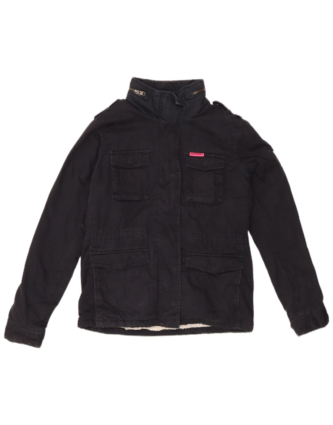 Superdry Damen Sherpa Military Jacke UK 10 Small Marineblau