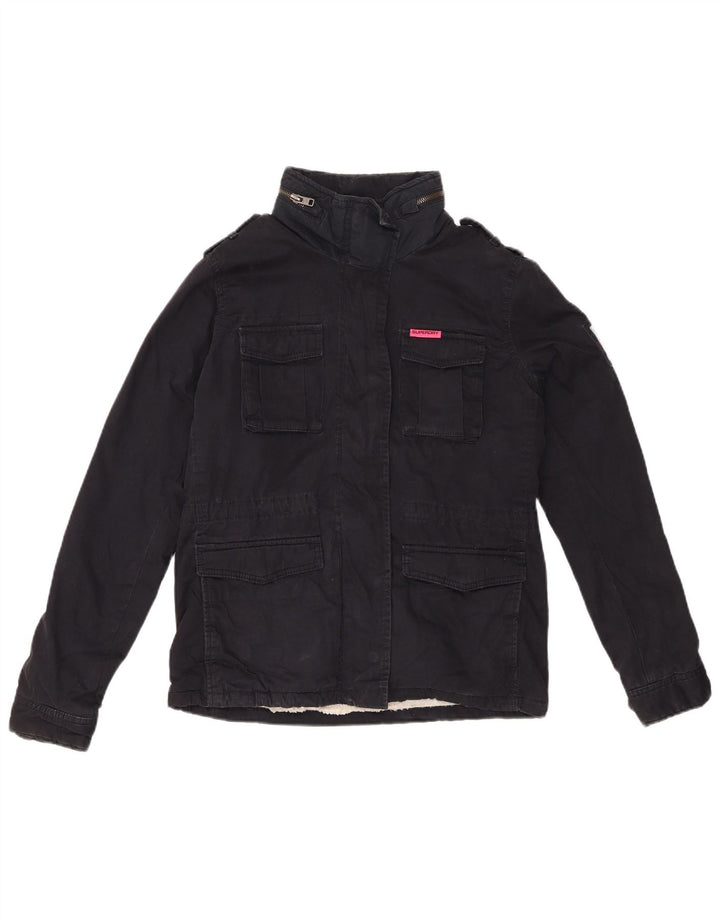Superdry Damen Sherpa Military Jacke UK 10 Small Marineblau