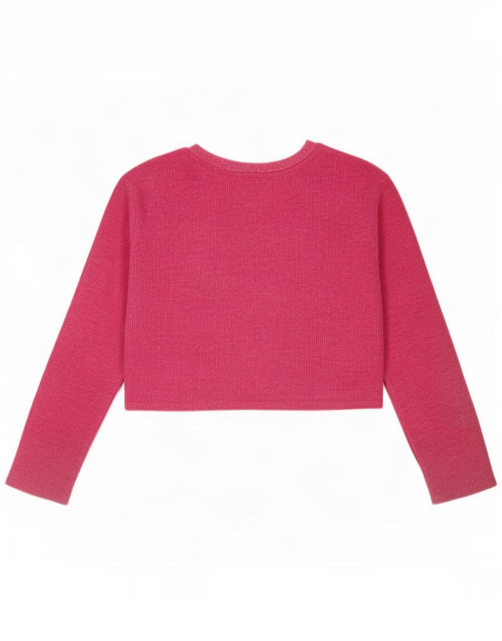 Zara Damen Crop Top Langarm UK 14 Mittelrosa