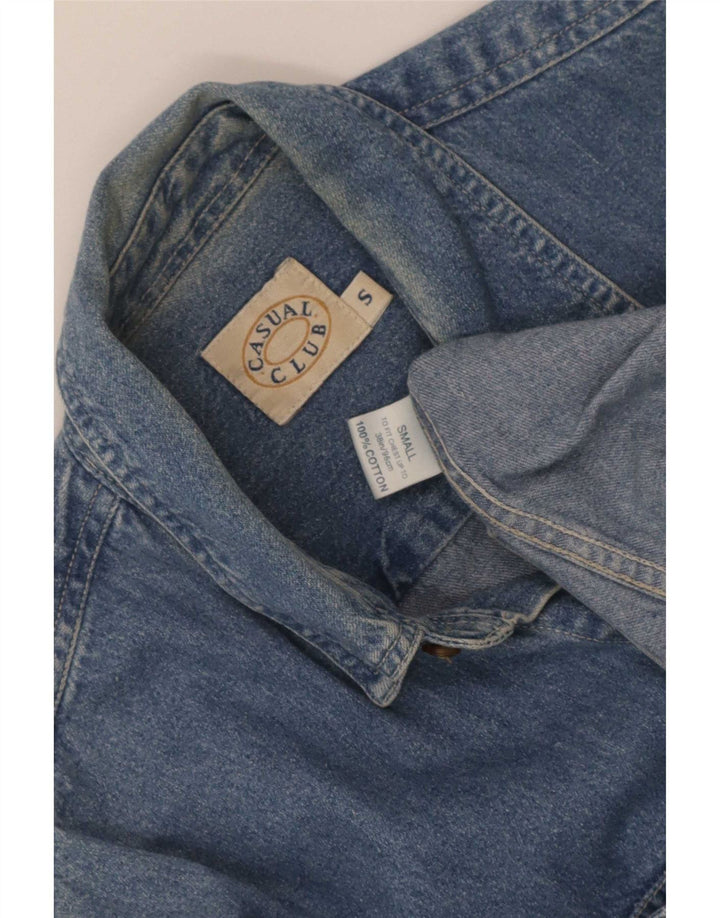 Vintage Herren-Jeanshemd mit normaler Passform, kleine blaue Baumwolle
