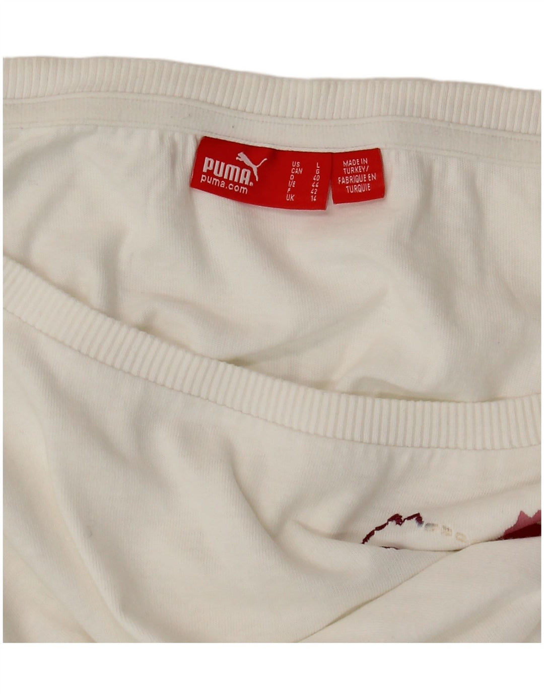 PUMA Damen Graphic T-Shirt Top UK 14 Medium Weiß