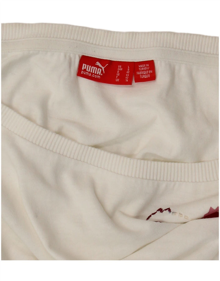 PUMA Damen Graphic T-Shirt Top UK 14 Medium Weiß