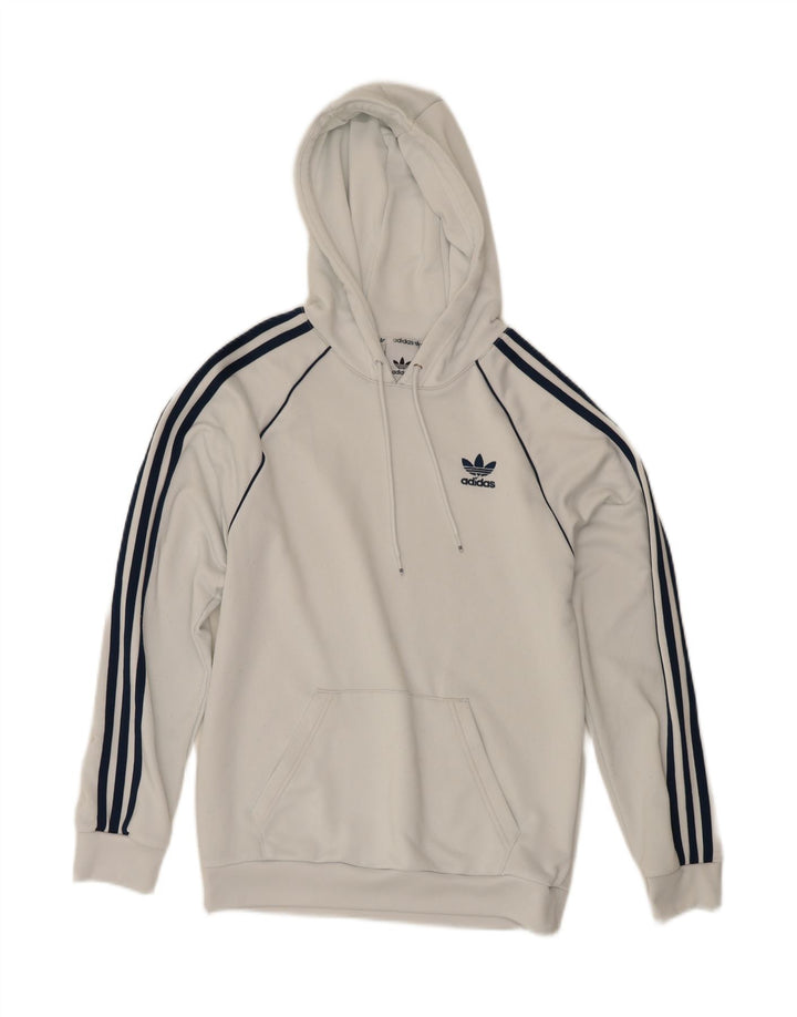ADIDAS Mens Hoodie Jumper Small White Polyester Vintage Adidas and Second-Hand Adidas from Messina Hembry 