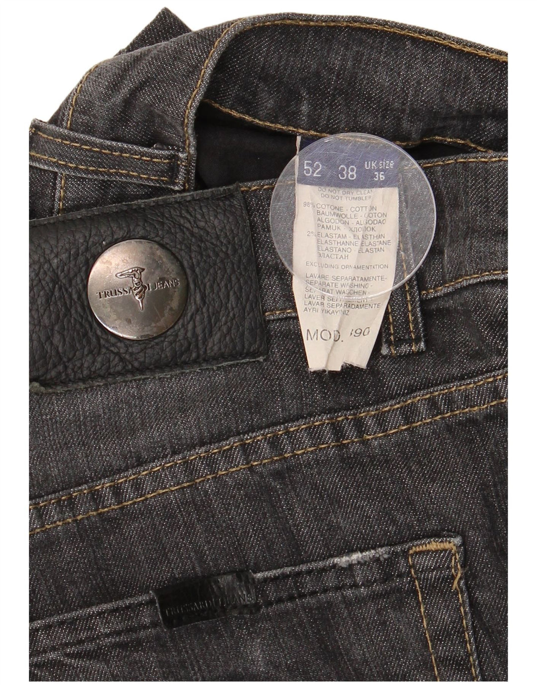 Trussardi Herren Straight Jeans W36 L30 Schwarze Baumwolle