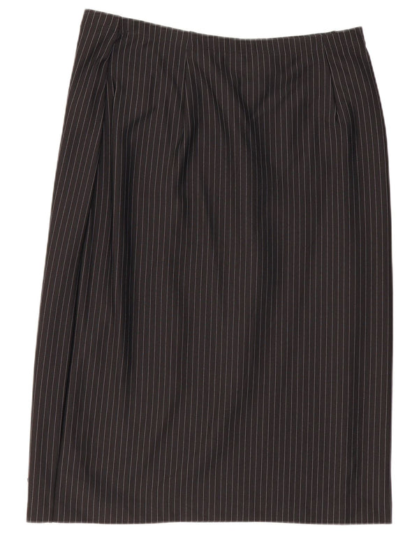 Marks & Spencer Damen Bleistiftrock UK 18 XL W36 Schwarzes Nadelstreifen-Polyamid