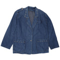 VINTAGE Womens Denim 1 Button Blazer Jacket UK 14 Large Blue