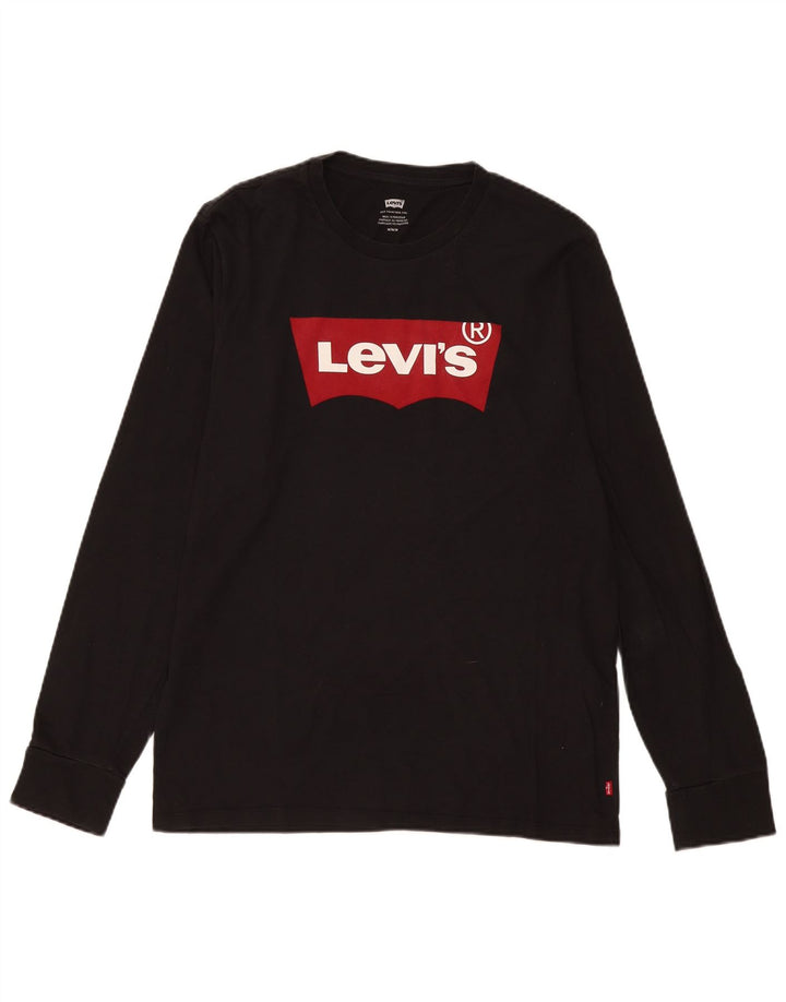 Levi's Herren Grafik-Oberteil, langärmelig, mittelschwarz, Baumwolle