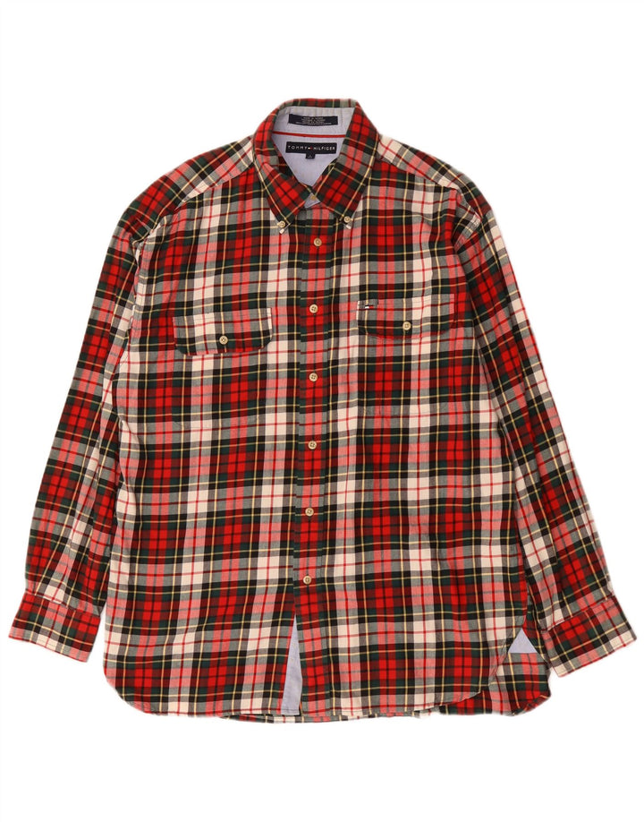 Tommy Hilfiger Herren-Flanellhemd, groß, rot kariert, Baumwolle