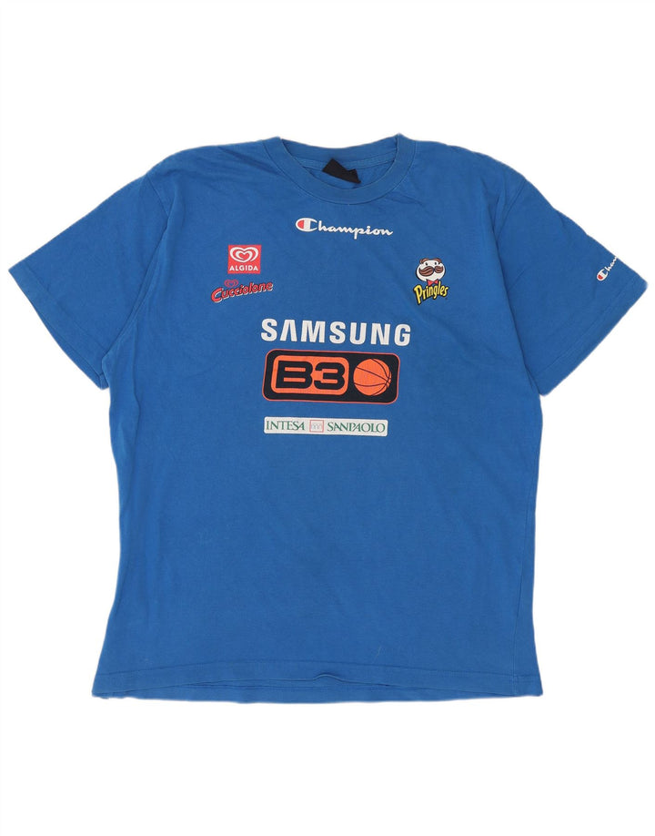 CHAMPION Herren-T-Shirt mit Grafik, groß, aus blauer Baumwolle