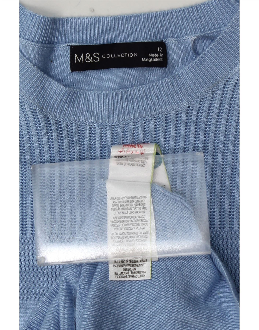 MARKS & SPENCER Damen Pullover mit bauchfreiem U-Boot-Ausschnitt, Gr. 12, Mittelblau