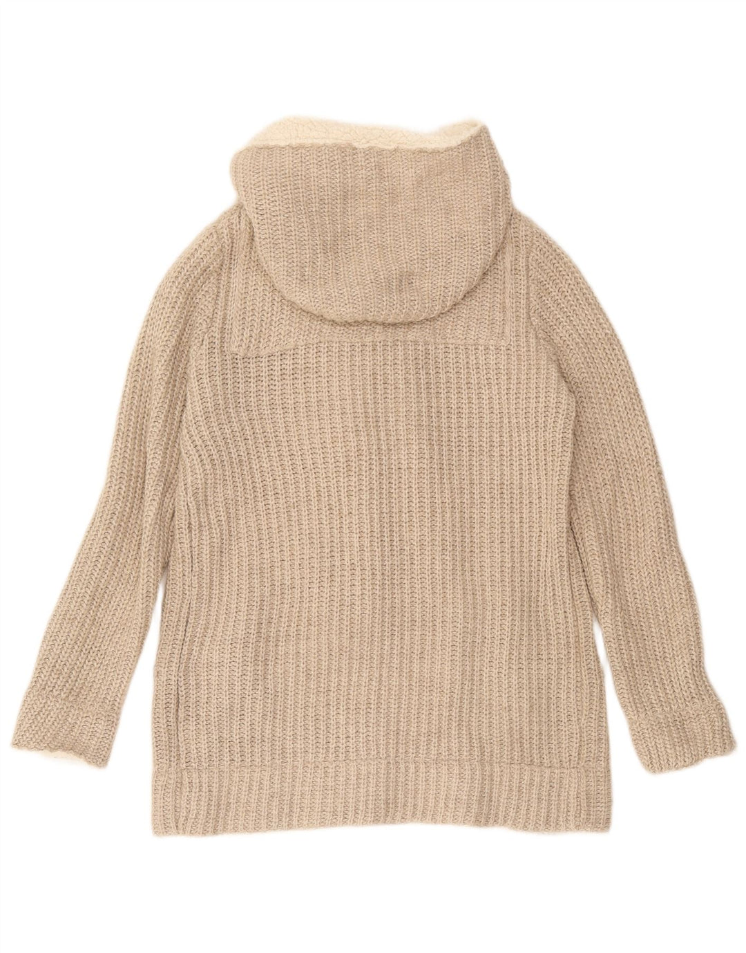 Zara Damen-Cardigan mit Kapuze, UK 14, mittelbeigefarbenes Polyester