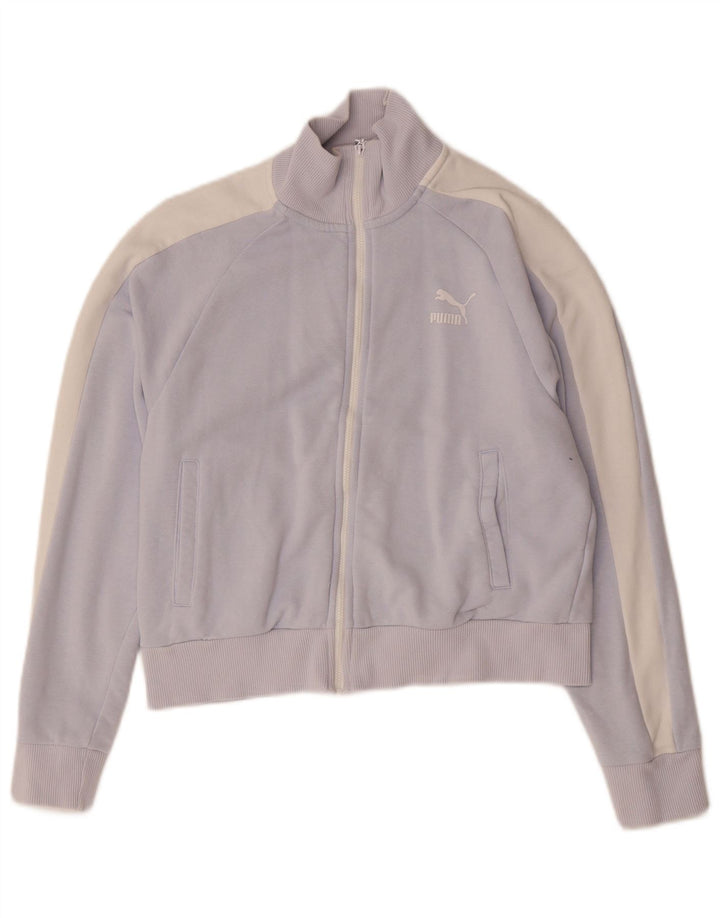 PUMA Womens Crop Tracksuit Top Jacket UK 10 Small Purple Colourblock