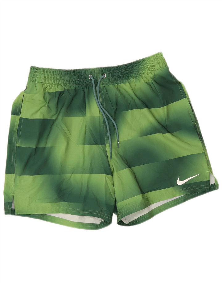 Nike Herren-Sportshorts aus mittelgrün gestreiftem Polyester