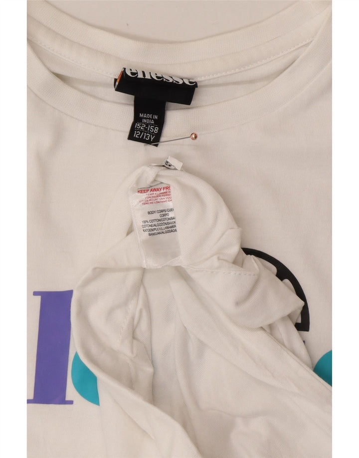 ELLESSE Mädchen-T-Shirt mit Grafik, 12–13 Jahre, weiße Baumwolle