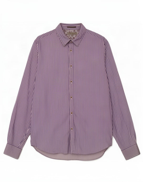 Ted Baker Herrenhemd, Größe 5 XL, blaue Nadelstreifen-Baumwolle