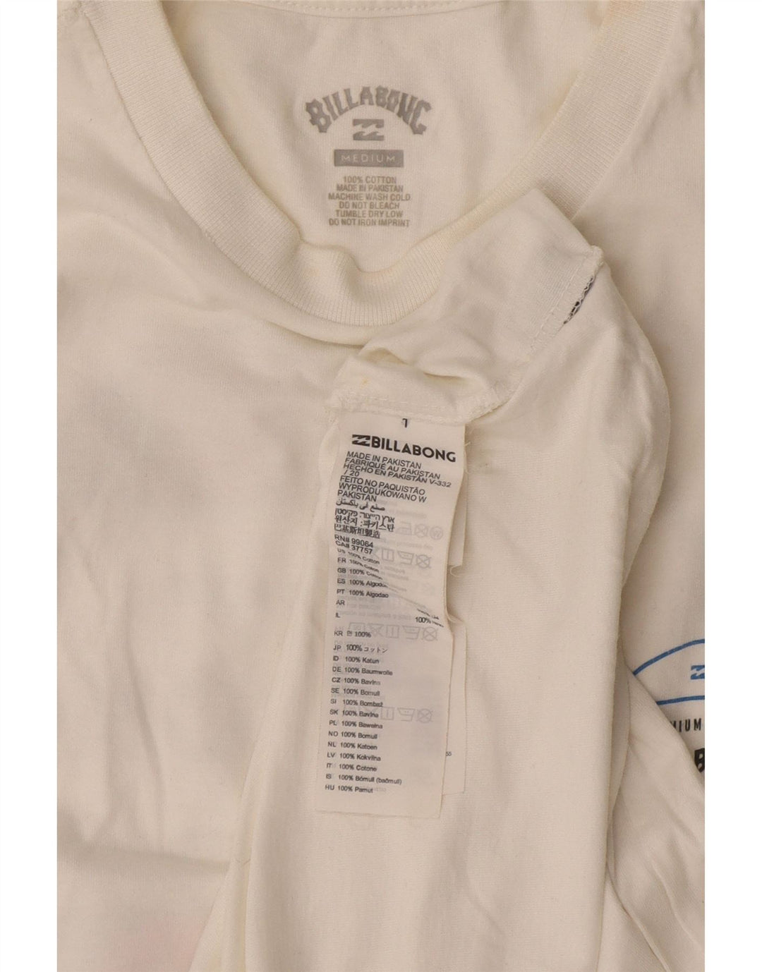 Billabong Herren Grafik-T-Shirt-Oberteil aus mittelweißer Baumwolle