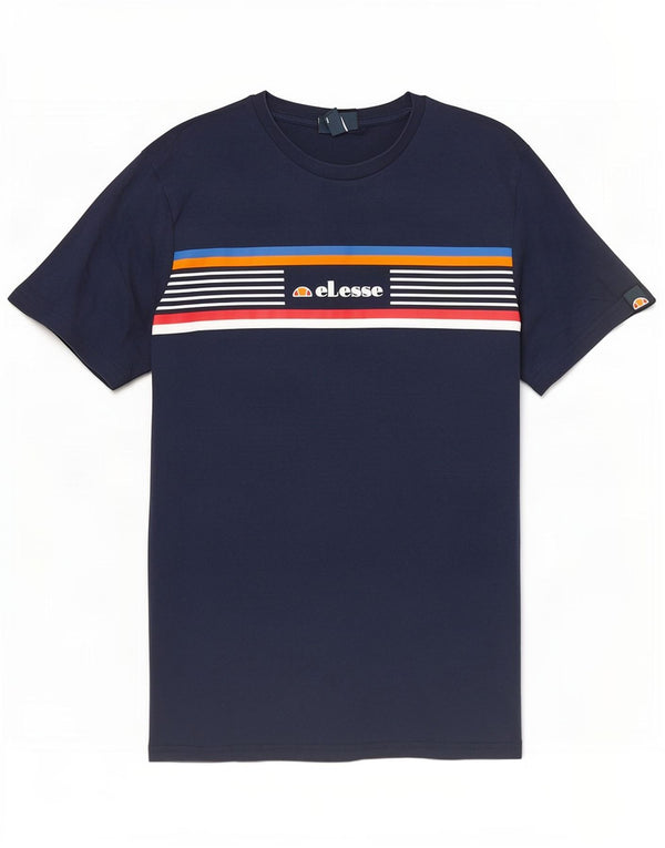 Ellesse Herren-T-Shirt mit Grafik, groß, marineblau, gestreift, Baumwolle