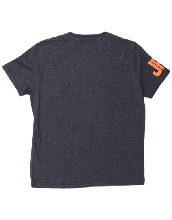 Superdry Herren Grafik-T-Shirt-Oberteil 2XL aus grauer Colourblock-Baumwolle