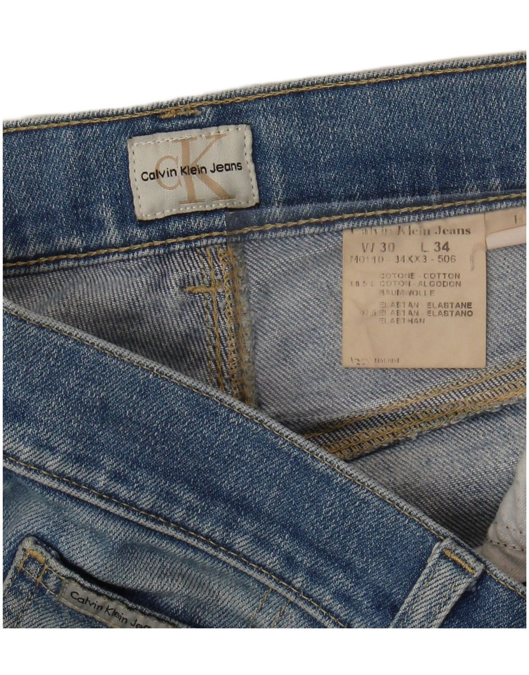 CALVIN KLEIN Herren-Cropped-Jeans W30 L29 Blaue Baumwolle
