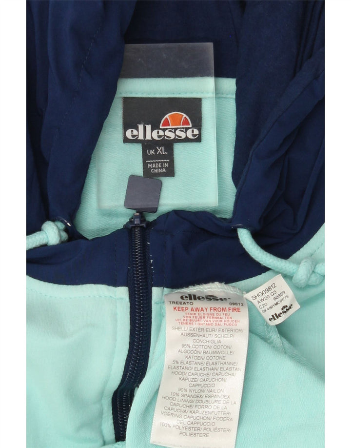 ELLESSE Herren-Kapuzenpullover mit Grafik, XL, türkisfarbene Blockfarben-Baumwolle