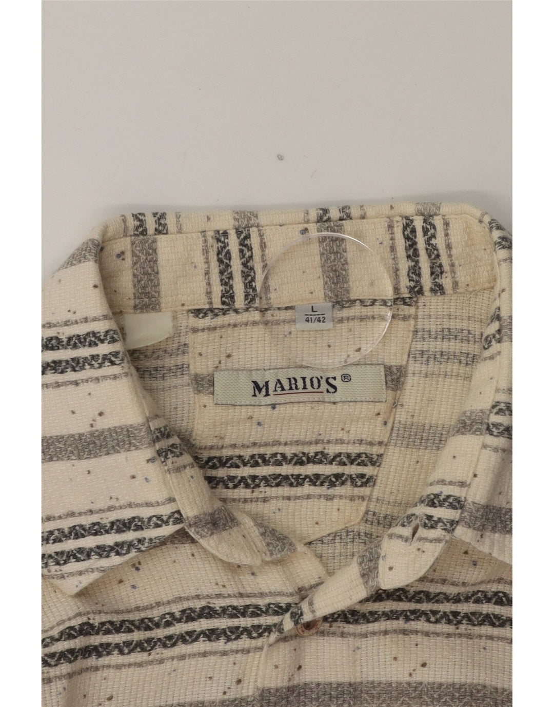 VINTAGE Mens Shirt Size 41/42 Large Beige Striped Vintage Vintage and Second-Hand Vintage from Messina Hembry 