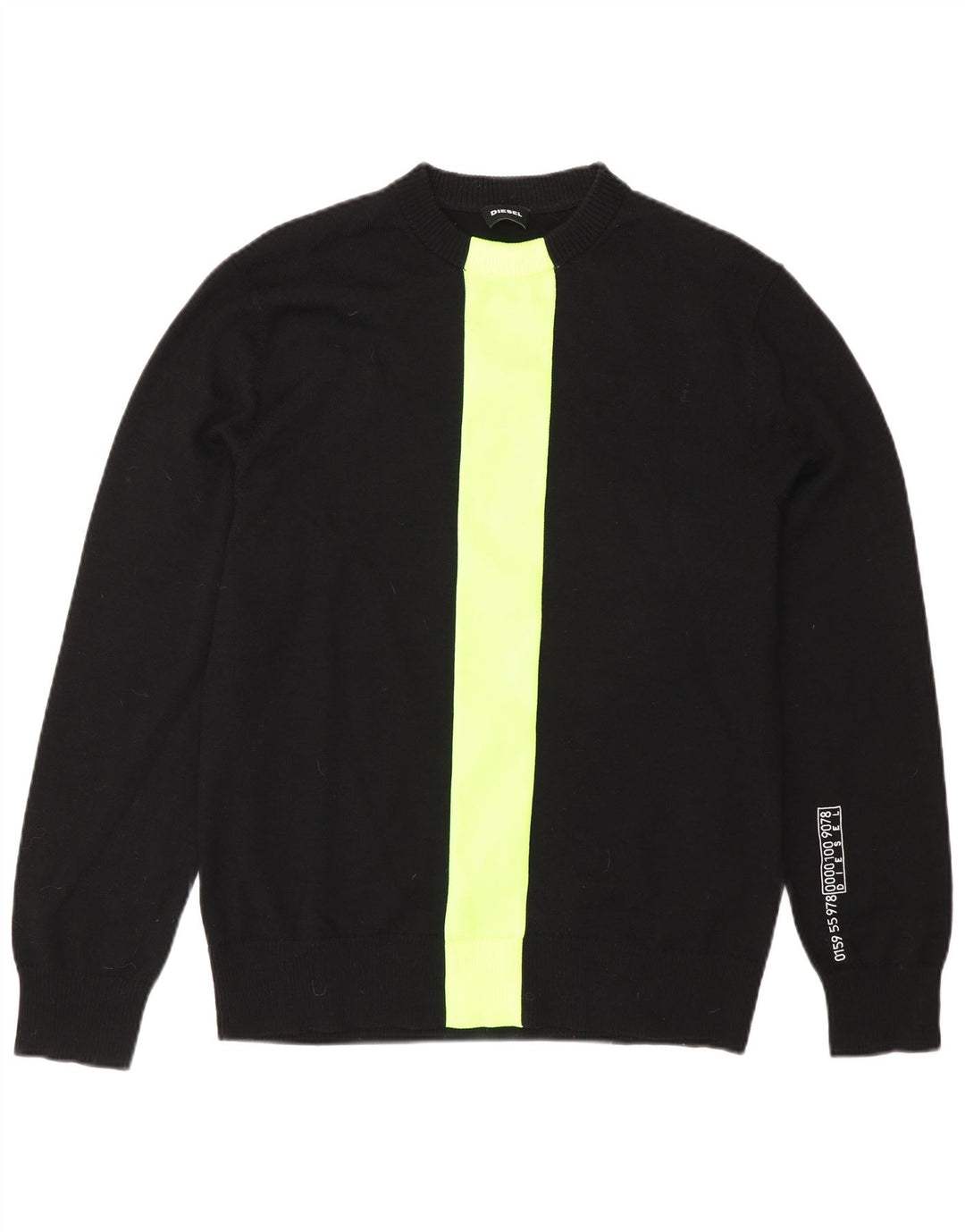 Diesel Herren-Pullover mit grafischem Rundhalsausschnitt, Mittelschwarz, Farbblock