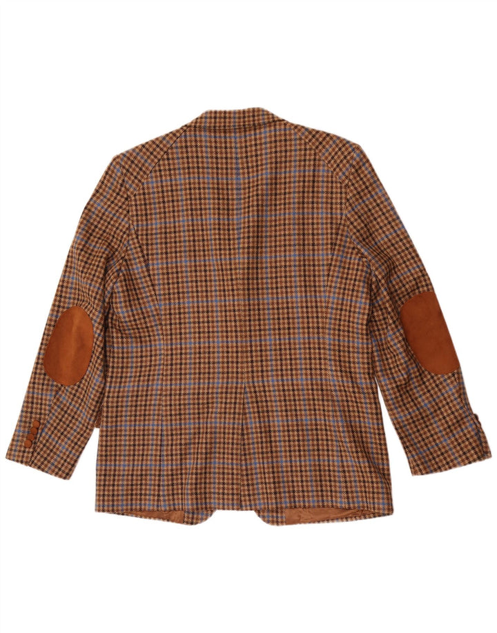Bostonian Herren-Blazer mit 3 Knöpfen, IT 52 XL, braune Wolle mit Hahnentrittmuster