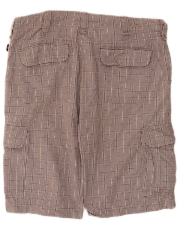 Kappa Mens Perfect Fit Cargo Shorts IT 50 Large W36 Grau karierte Baumwolle