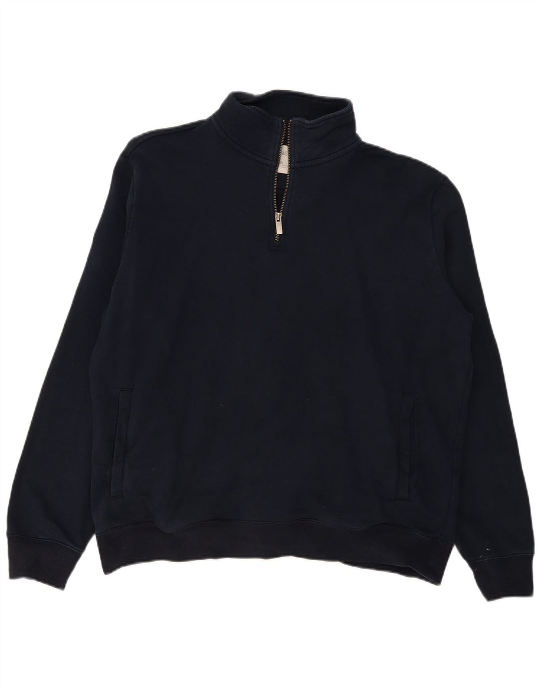 Marks & Spencer Herren-Sweatshirt mit Reißverschluss am Hals, XL, Marineblau, Baumwolle