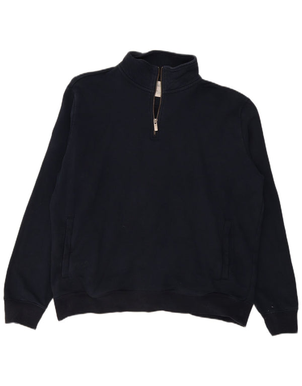 Marks & Spencer Herren-Sweatshirt mit Reißverschluss am Hals, XL, Marineblau, Baumwolle